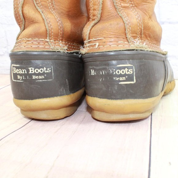 *Vintage LL Bean Brown Leather Mid Calf Insulated Duck Boot Size 7 - Picture 7 of 11
